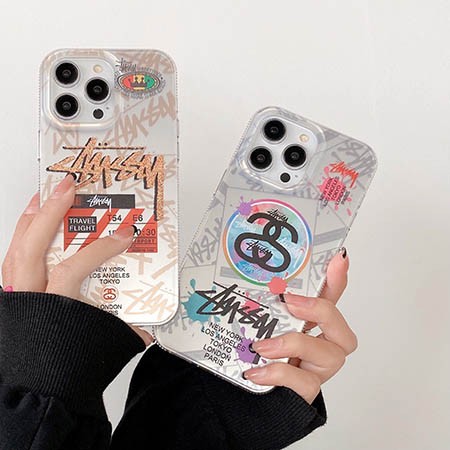 ハイブランド ケース アイホン 15 stussy風 