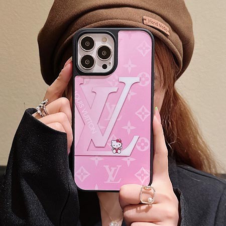 アイフォン 15プラス holle kitty風 カバー  ペンダント付き